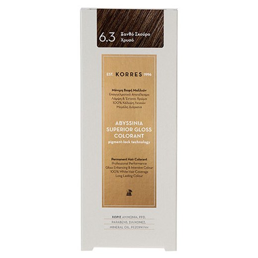 KORRES 6.3 ΞΑΝΘΟ ΣΚΟΥΡΟ ΧΡΥΣΟ ABYSSINIA SUPERIOR GLOSS COLORANT 50ML
