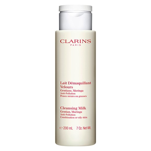 CLARINS LAIT DEMAQUILLANT VELOURS GENTIANE MORINGA COMBINATION OR OILY SKIN 200ML