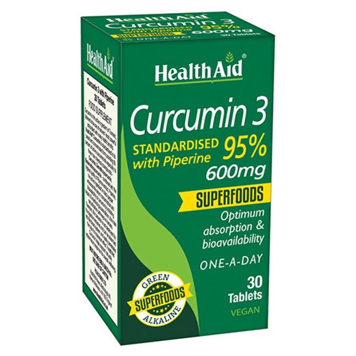 HEALTH AID CURCUMIN 3 600mg - Κουρκουμίνη με Πιπερίνη (30 ΤΑΜΠΛΕΤΕΣ)