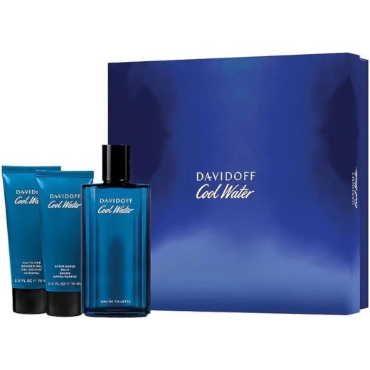 DAVIDOFF COOL WATER EDT 125ML VAPO MEN + AFTER SHAVE BALM 75ML +SHOWER GEL 75ML (SET)